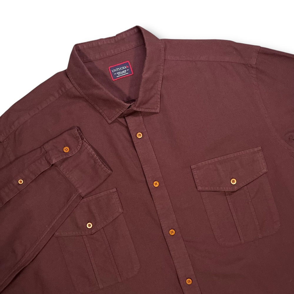 UNTUCKit Burgundy Long‎ Sleeve Button Down Shirt Cotton Two Pocket Men's XXXL